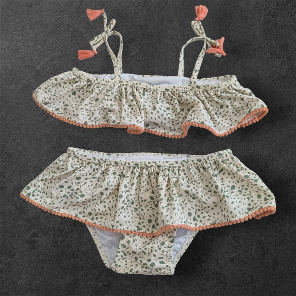 Jessica Simpson Toddler Girls‎ 2-Piece Bathing Suit Bikini Size 5T - Green/Coral